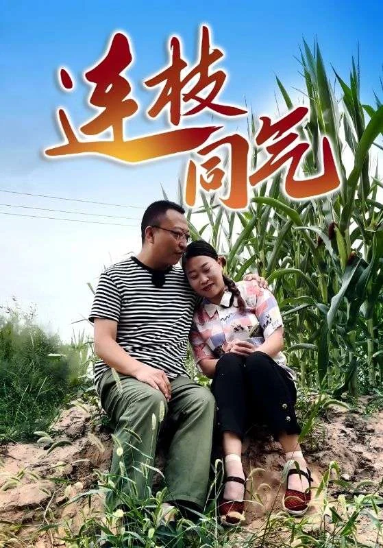 田间一男一女靠坐在一起，上方保留《连枝同气》片名。